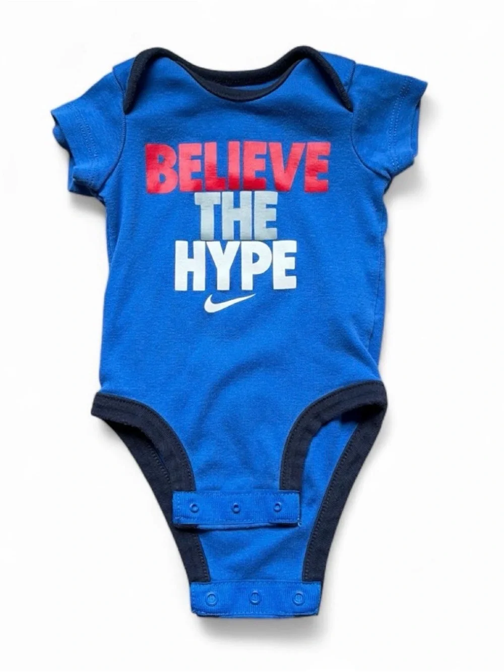 Nike Blue 'Believe The Hype' One-Piece Bodysuit with Navy Trim
